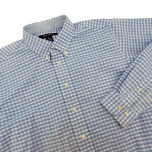 Brooks Brothers Button Down Long Sleeve Checkered Blue White Boys Size XL